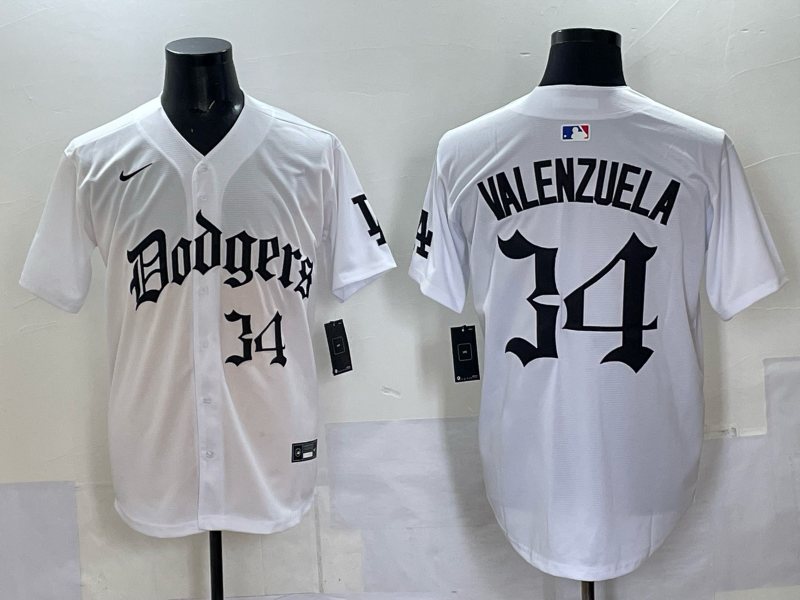 Men Los Angeles Dodgers 34 Valenzuela white Nike 2025 MLB jersey 005